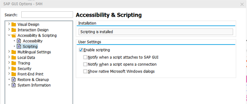 SAP Options Script